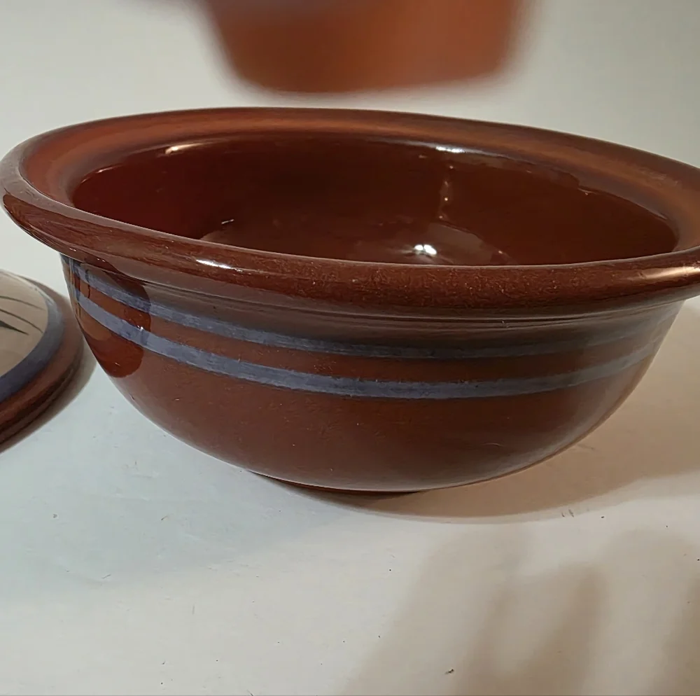 Hand Crafted Redware Pottery Casserole Mexico